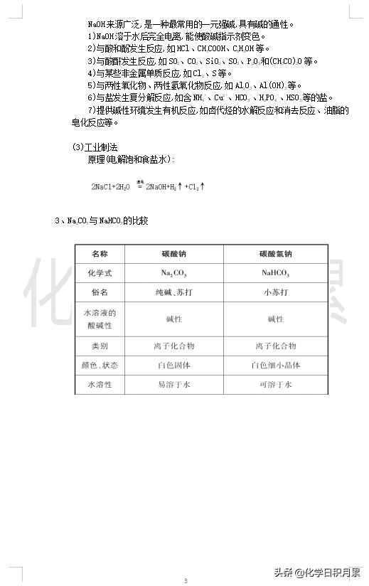 高三化学总复习,钠及其化合物的性质