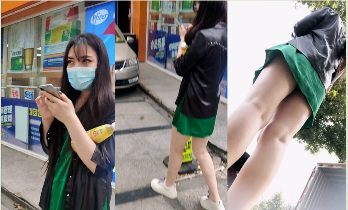 路边小店抄底大长腿少妇❤️竟然没穿内裤镜头都差点贴到她的B上去了