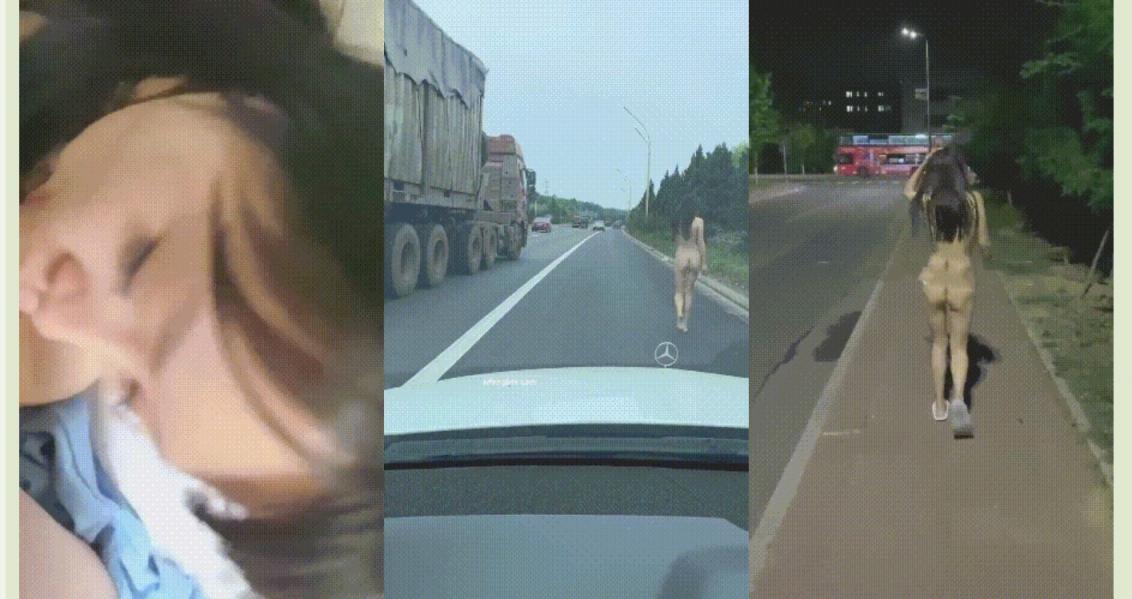 推特高颜筷子腿纤细人妻御姐【彤彤】私拍，大马路车来车往露出3P调教，被路人看见也很淡定