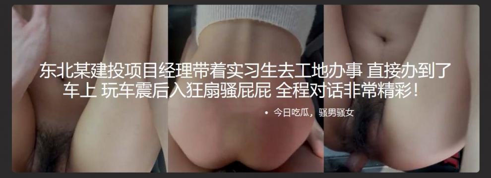 东北某建投项目经理带着实习生去工地办事 直接办到了车上 玩车震后入狂扇骚屁屁 全程对话非常精彩！