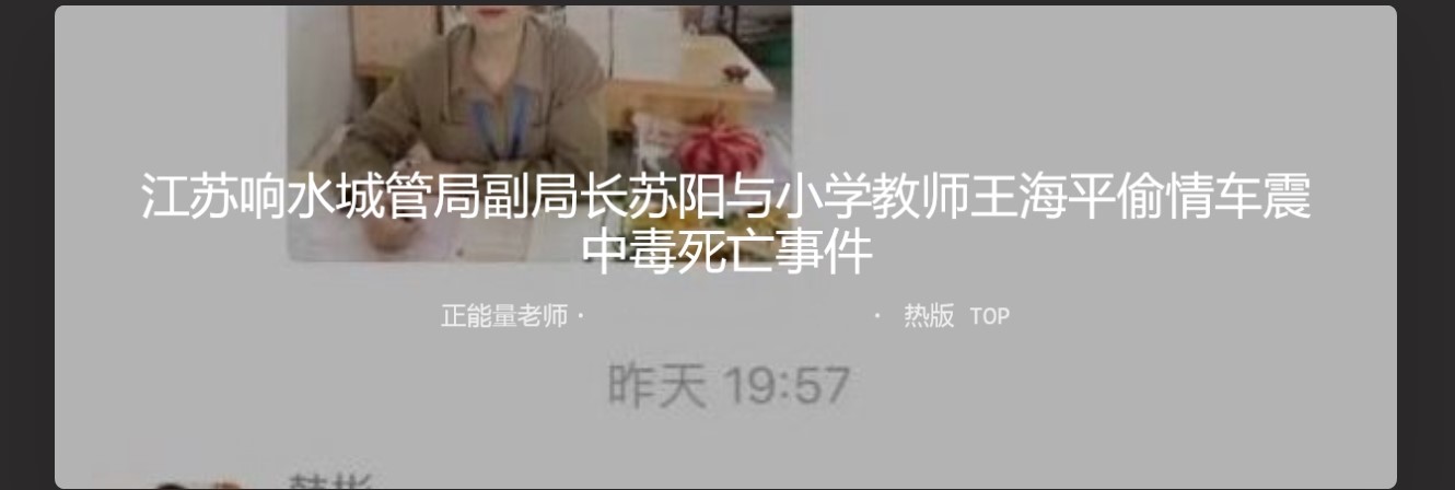 江苏响水城管局副局长苏阳与小学教师王海平偷情车震中毒死亡事件